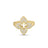 The Roberto Coin Venetian Princess Pave Diamond Medium Flower Ring in 18K gold features a flower-shaped setting with pavé diamonds and a twisted band design.
