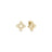 The VENETIAN PRINCESS PAVE DIAMOND MEDIUM FLOWER STUD EARRINGS by Roberto Coin shine with pavé diamonds in a four-petal floral design, set in 18K gold and displayed on a plain white background.