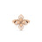 The VENETIAN PRINCESS OPEN FRAME DIAMOND FLOWER RING by Roberto Coin is crafted in 18K rose gold, featuring a symmetrical four-petal floral design highlighted by white diamonds and polished to elegant perfection.