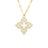 The VENETIAN PRINCESS PAVE DIAMOND LARGE FLOWER LONG NECKLACE by Roberto Coin features an 18K yellow gold paperclip chain and a pavé diamond clover pendant with an open center, highlighting exquisite Italian craftsmanship.