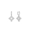 The VENETIAN PRINCESS PAVE DIAMOND MEDIUM FLOWER DROP EARRINGS by Roberto Coin feature sparkling floral-shaped pendants, encrusted with diamonds and displayed on a white background.