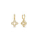 The Roberto Coin Venetian Princess Pave Diamond Medium Flower Drop Earrings feature four-petal floral designs encrusted with diamonds, shown against a plain white background.