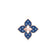 The VENETIAN PRINCESS DIAMOND AND TITANIUM FLOWER RING by Roberto Coin features a four-petal flower design with blue titanium petals, diamond accents, a rose gold outline, and an engraved logo on the gold center bar.