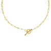DESIGNER GOLD SCATTERED DIAMOND AND RUBELLITE TOGGLE CLOSURE PAPERCLIP CHAIN NECKLACE