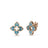 The VENETIAN PRINCESS DIAMOND AND TITANIUM PETITE FLOWER STUD EARRINGS by Roberto Coin feature four-petal flower shapes with turquoise enamel, diamond accents, 18K rose gold detailing, and secure backings.