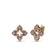 The VENETIAN PRINCESS DIAMOND AND TITANIUM PETITE FLOWER STUD EARRINGS by Roberto Coin feature 18K rose gold, gray brushed titanium inlays, diamond accents at each petal’s center and tip, and delicately textured edges.