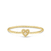 The VENETIAN PRINCESS SMALL HEART MEDALLION BRACELET by Roberto Coin features a delicate gold beaded design inspired by Venetian motifs, showcasing a petite heart centerpiece accented with four sparkling diamonds.
