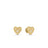 The VENETIAN PRINCESS SMALL HEART MEDALLION STUD EARRINGS by Roberto Coin feature 18K yellow gold hearts with scalloped edges, each accented by five clustered white gemstones on the front.
