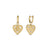 The VENETIAN PRINCESS MEDIUM HEART MEDALLION DROP EARRINGS by Roberto Coin feature gold heart-shaped drops with a textured edge and scattered white gemstones, suspended from matching gold hoops and shown against a white background.