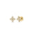 The LOVE IN VERONA MEDIUM PAVE DIAMOND FLOWER STUD EARRINGS by Roberto Coin feature four-petal blooms adorned with pavé diamonds in radiant 18K yellow gold, showcased on a white background.