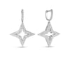 The STARDUST MEDIUM PAVE DIAMOND STAR DANGLE EARRINGS by Roberto Coin feature an elegant geometric star design with pave diamonds and an open center, shown against a white background.