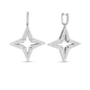 The STARDUST LARGE PAVE DIAMOND STAR DROP EARRINGS by Roberto Coin are geometric four-pointed star dangle earrings with open centers, shown on a white background.