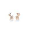 VENETIAN PRINCESS CARNIVAL PAVE DIAMOND AND MIXED STONES DOUBLE FLOWER CLIMBER EARRINGS