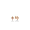 The VENETIAN PRINCESS CARNIVAL PAVE DIAMOND AND MIXED STONES SMALL FLOWER STUD EARRINGS by Roberto Coin feature petal-like 18K rose gold and sparkling diamonds, shown elegantly on a white background.