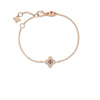 The Roberto Coin Venetian Princess Carnival Pave Diamond and Mixed Stones Small Flower Bracelet features a central four-petal flower with gemstones, a fine chain, lobster clasp, and dainty butterfly charm near the clasp.