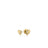 The AMORINO DIAMOND HEART STUD EARRINGS by Roberto Coin feature small 18K yellow gold hearts accented with white gemstones on one side, highlighting exquisite Italian craftsmanship. Shown on a white background.