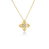 The PRINCESS STAR MEDIUM DIAMOND STAR NECKLACE by Roberto Coin features an 18K gold chain and a star-shaped pendant with a central diamond, elegantly displayed against a plain white background.