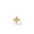The PRINCESS STAR MEDIUM DIAMOND STAR RING by Roberto Coin is an 18K gold ring featuring a flower-shaped design with four textured petals and a central round diamond, elegantly presented on a white background.