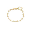 The Roberto Coin PRINCIPESSA DIAMOND AND FLOWER LINK BRACELET features delicate gold flower-shaped links adorned with sparkling diamonds and fastens with a lobster clasp.