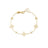 The PRINCIPESSA DIAMOND AND FLOWER STATION BRACELET by Roberto Coin features a delicate gold chain with five diamond-accented floral motifs and an adjustable clasp, blending timeless elegance with signature design.