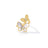 Front view of a yellow gold double butterfly bypass ring with diamonds and mother of pearl on a white background