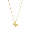 The JASMINE DIAMOND AND POLISHED FINISH SMALL BUTTERFLY NECKLACE by Roberto Coin features high polished 18K yellow gold wings and a central diamonds, exquisitely displayed against a plain white background.
