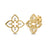 Yellow gold open frame flower stud earrings with diamond accents on a white background
