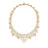 Yellow old open frame multi-flower collar necklace with diamond accents on a white background