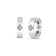 White gold hoop earrings with diamond floral motif accent on a white background