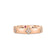 Front view of rose gold ring with diamond floral motif accents on a white background