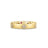 Front view of yellow gold ring with diamond floral motif accents on a white background