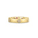 Front view of yellow gold ring with diamond floral motif accents on a white background