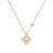 Gold chain necklace with four-pointed flower pendant featuring diamonds in open frame design.