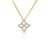 Gold chain necklace with four-pointed flower pendant outlined in diamonds.