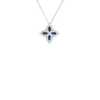 DIAMOND PRINCESS DIAMOND AND BLUE SAPPHIRE LARGE FLOWER NECKLACE