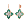 VENETIAN PRINCESS DIAMOND AND MALACHITE LARGE FLOWER DROP EARRINGS