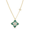 Roberto Coin Venetian Princess Flower Necklace in 18K Yellow Gold – Diamond, Malachite (front view)