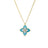 The GOLD VENETIAN PRINCESS DIAMOND AND TURQUOISE FLOWER LONG NECKLACE by Roberto Coin features a gold flower-shaped pendant with four turquoise petals and sparkling diamond accents, suspended from an elegant gold chain.