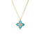 The GOLD VENETIAN PRINCESS DIAMOND AND TURQUOISE FLOWER LONG NECKLACE by Roberto Coin features a gold flower-shaped pendant with four turquoise petals and sparkling diamond accents, suspended from an elegant gold chain.