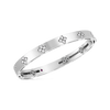 The LOVE IN VERONA MEDIUM WIDTH DIAMOND ACCENT BANGLE by Roberto Coin features evenly spaced floral motifs with sparkling white stones and delicate diamond accents on a polished silver surface.