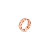 Rose gold band ring with diamond accents arranged in floral patterns around the band.