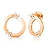 The LOVE IN VERONA DOUBLE DIAMOND CIRCLE EARRINGS by Roberto Coin feature clusters of white diamonds in a floral motif on rose gold hoops and secure 18K gold butterfly backings for an elegant, inspired look.