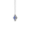 Roberto Coin Princess Flower Flower Necklace in 18K White Gold, Blue Sapphire – Pavé Diamond, Blue Sapphire, Pink Sapphire (side view)
