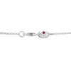 Roberto Coin Princess Flower Flower Necklace in 18K White Gold, Blue Sapphire – Pavé Diamond, Blue Sapphire, Pink Sapphire (clasp detail)