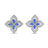 Roberto Coin Princess Flower Stud Earrings in 18K White Gold, Blue Sapphire – Pavé Diamond, Blue Sapphire, Pink Sapphire (front view)