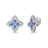Roberto Coin Princess Flower Stud Earrings in 18K White Gold, Blue Sapphire – Pavé Diamond, Blue Sapphire, Pink Sapphire (angled view)