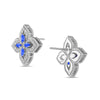 Roberto Coin Princess Flower Stud Earrings in 18K White Gold, Blue Sapphire – Pavé Diamond, Blue Sapphire, Pink Sapphire (back view)
