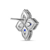 Roberto Coin Princess Flower Stud Earrings in 18K White Gold, Blue Sapphire – Pavé Diamond, Blue Sapphire, Pink Sapphire (back view)