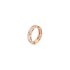 Rose gold ring with diamonds on a white background