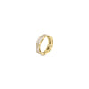 Yellow gold ring with diamonds on a white background
